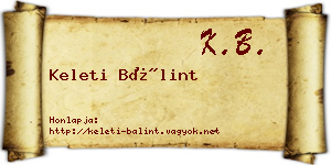 Keleti Bálint névjegykártya